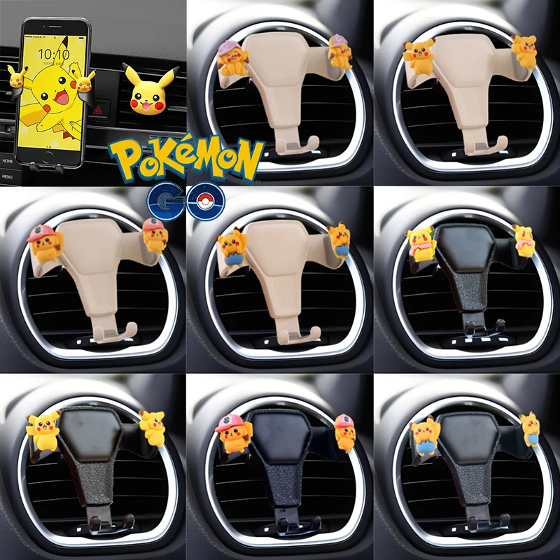 Pokemon Pikachu Gravity Car Phone Holder Air Outlet Fixing Frame GPS Smartphone Holder Suitable for IPhone Xiaomi Huawei Phones