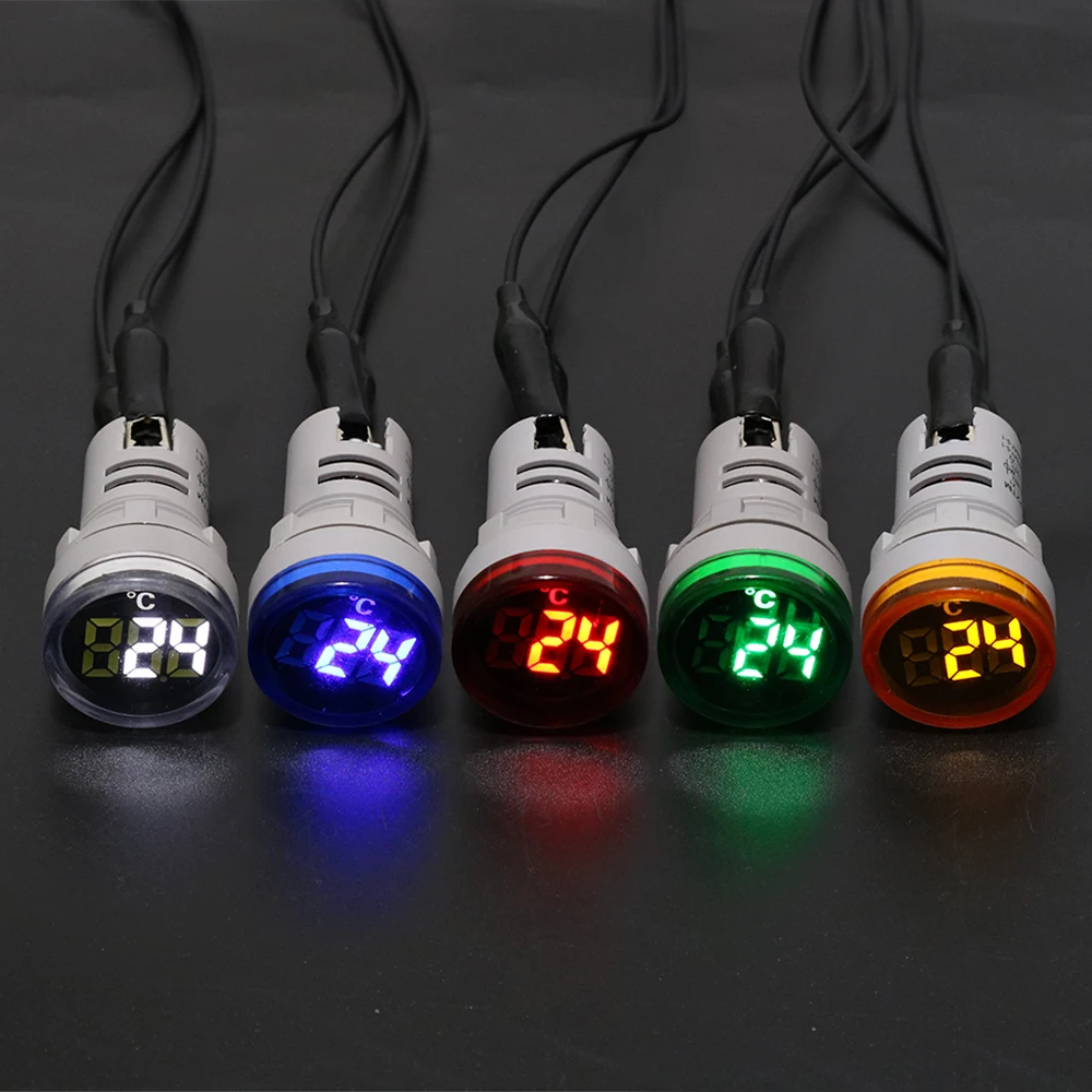 22Mm Nhựa Mini LED Đa Năng-20-119 C 50-380V AC Màu Xanh Dương Đỏ Trắng màu Vàng Xanh Lá Phi Công Ánh Sáng Đồng Hồ Đo Nhiệt Độ