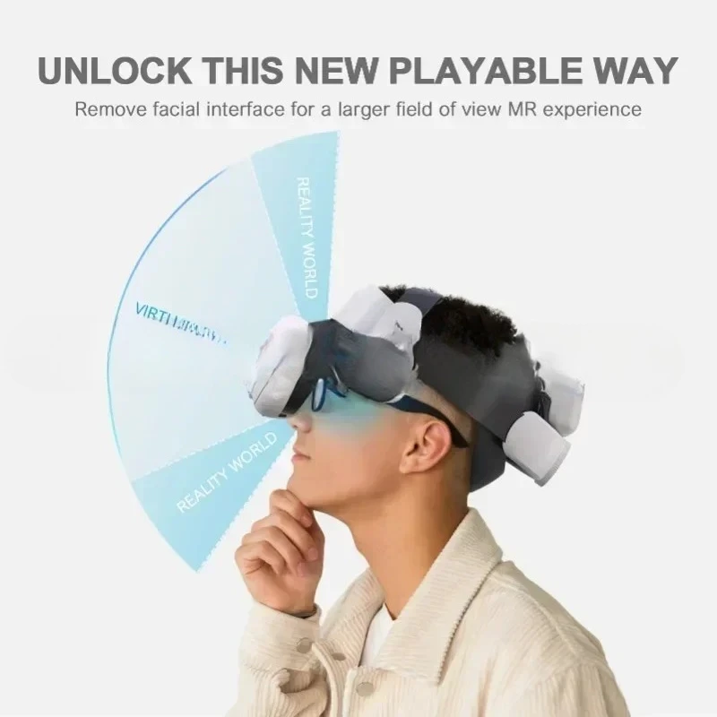The BOBOVR M3 Pro works with the Meta Quest 3 VR headset battery pack headband.