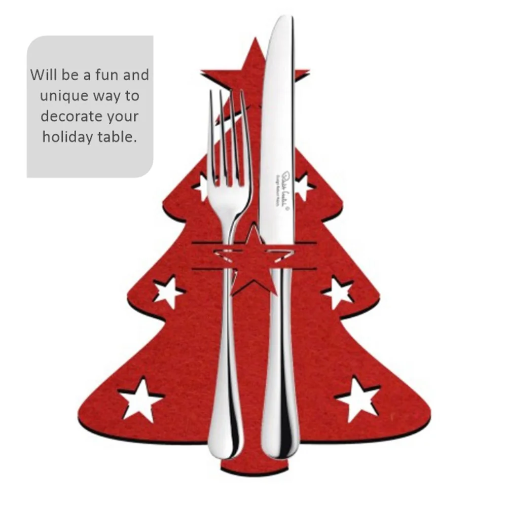

8 Pcs Christmas Tree Tableware Set Cutlery Bags Inflatable Non-woven Fabric for