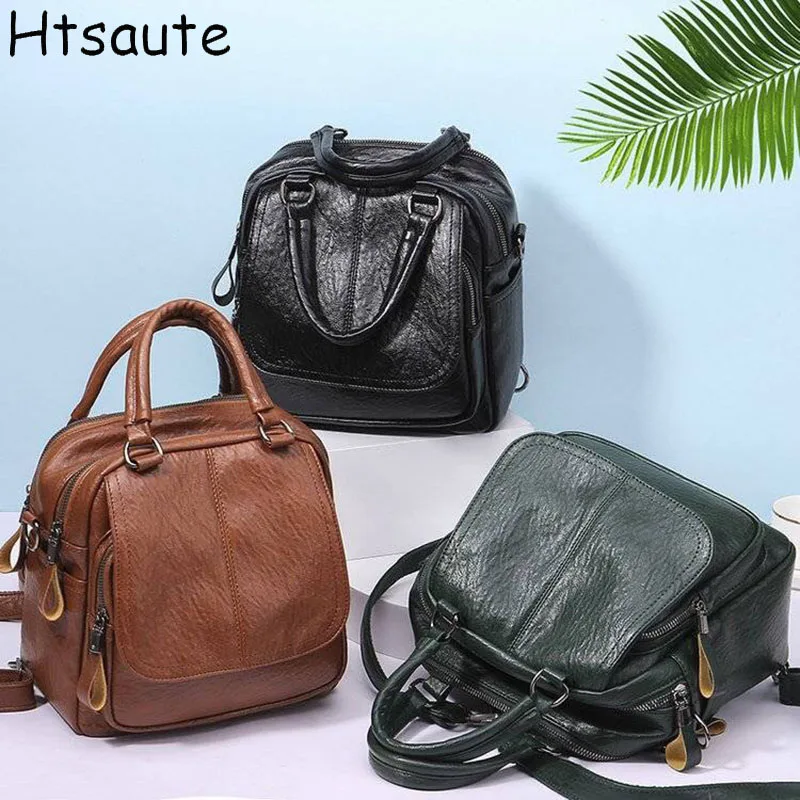 

Women Leather Backpacks High Quality Female Vintage Backpack For Girls School Bag Travel Bagpack Ladies Sac A Dos Back Pack