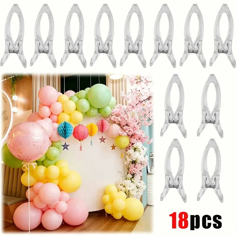 18Pcs Clear Heavy‑Duty Plastic Spring Fixing Clips Non‑Slip High Load For Balloon Arch Party Backdrop Woodworking Photo Studio A