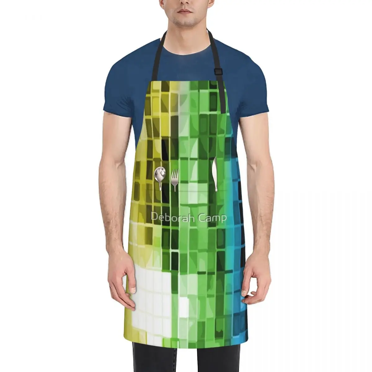 

Rainbow Disco Ball Pattern Waterproof Kitchen Apron For Women/Men With Pockets Work Restaurant Shop Waiter Work Uniform