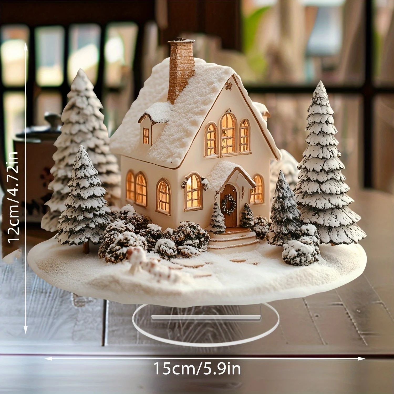 

1 Bohemian Style Acrylic Tabletop Decoration A Christmas Snow Multifunctional Gingerbread House Accessory Suitable For Home,