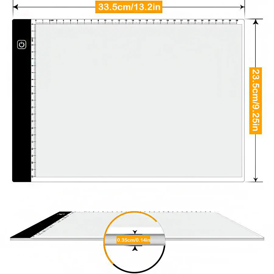A4 Diamond Drawing Light Board, Ultra-Thin LED Tracking Light Box, Level 3 Brightness Light Box for Painting, Drawing