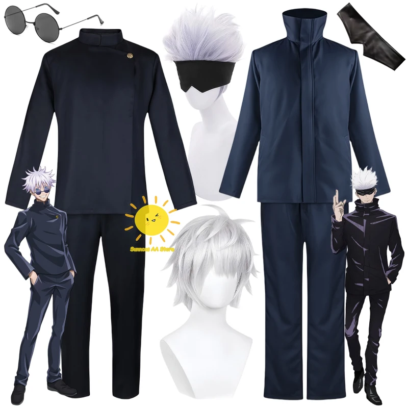 Anime Gojo Satoru Cosplay Jujutsu Cosplay Kostüme Kaisen Dunklere Uniform Sonnenbrille Patch Satoru Halloween Karneval Cos Erwachsene Männer