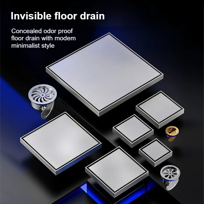10/12/15/20/30cm Hidden Square Floor Drain Thickened Stainless Steel Floor Drain For Bathroom Concealed Odor Proof Floor Drain