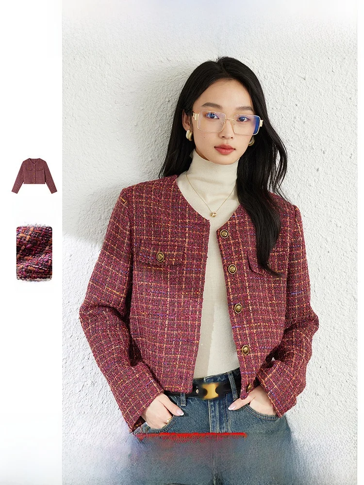 

Ретро-куртка женская осенняя 2025: Новинка, высококачественная, приталенная, модная, для повседневной носки, на пуговицах, с длинным рукавом