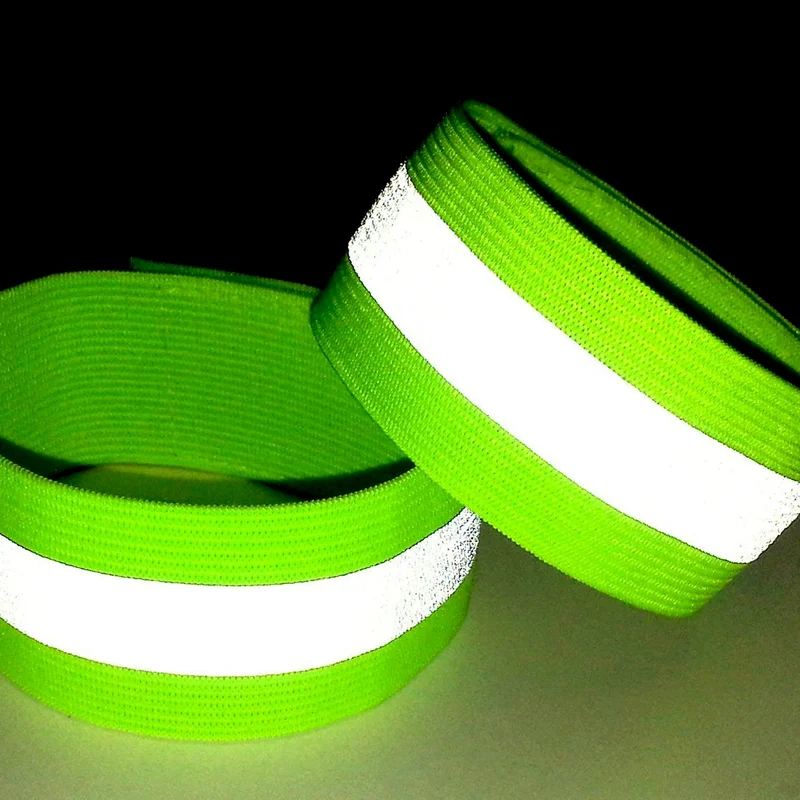 1 Pair Reflective Wristband Reflective Arm Bands Elasticated Ankle Leg Reflective Straps Safety Reflector Tape for Night Warning