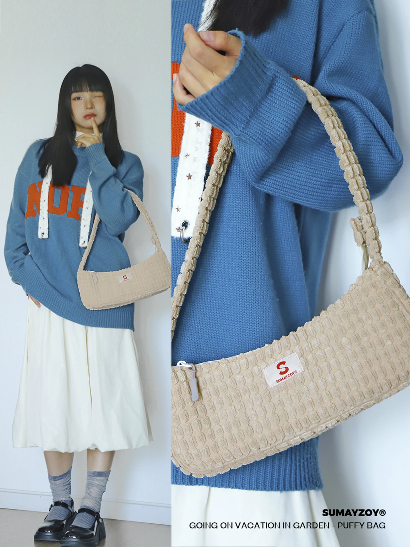 

Sumayzoys Autumn Winter Plush Handbag Single Shoulder Bag Unique Design Cute Plush High-End Feeling Underarm Bag Fashion Trend
