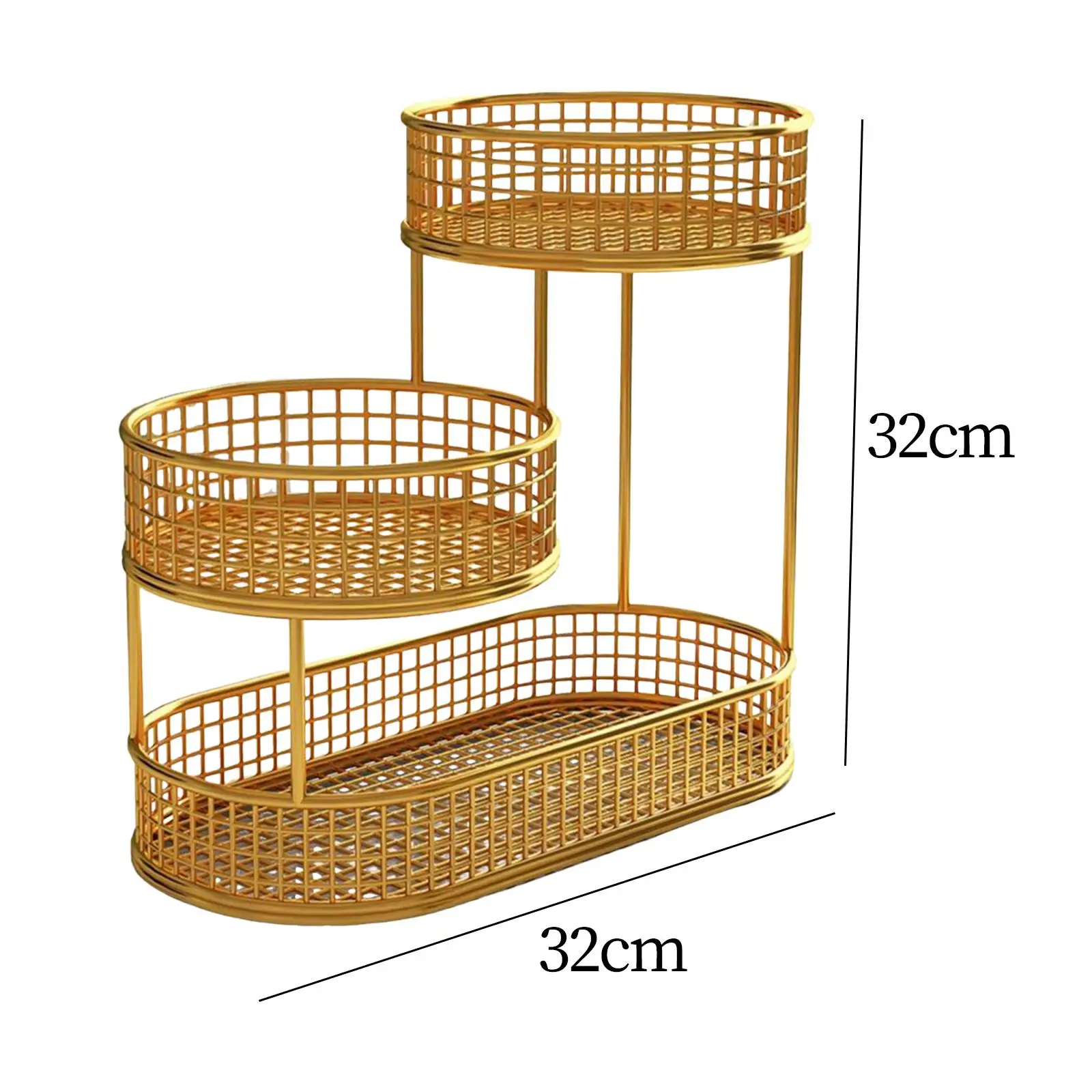 Fruit Basket Bowl Container Wrought Iron Fruit Stand Vegetables Storage Rack