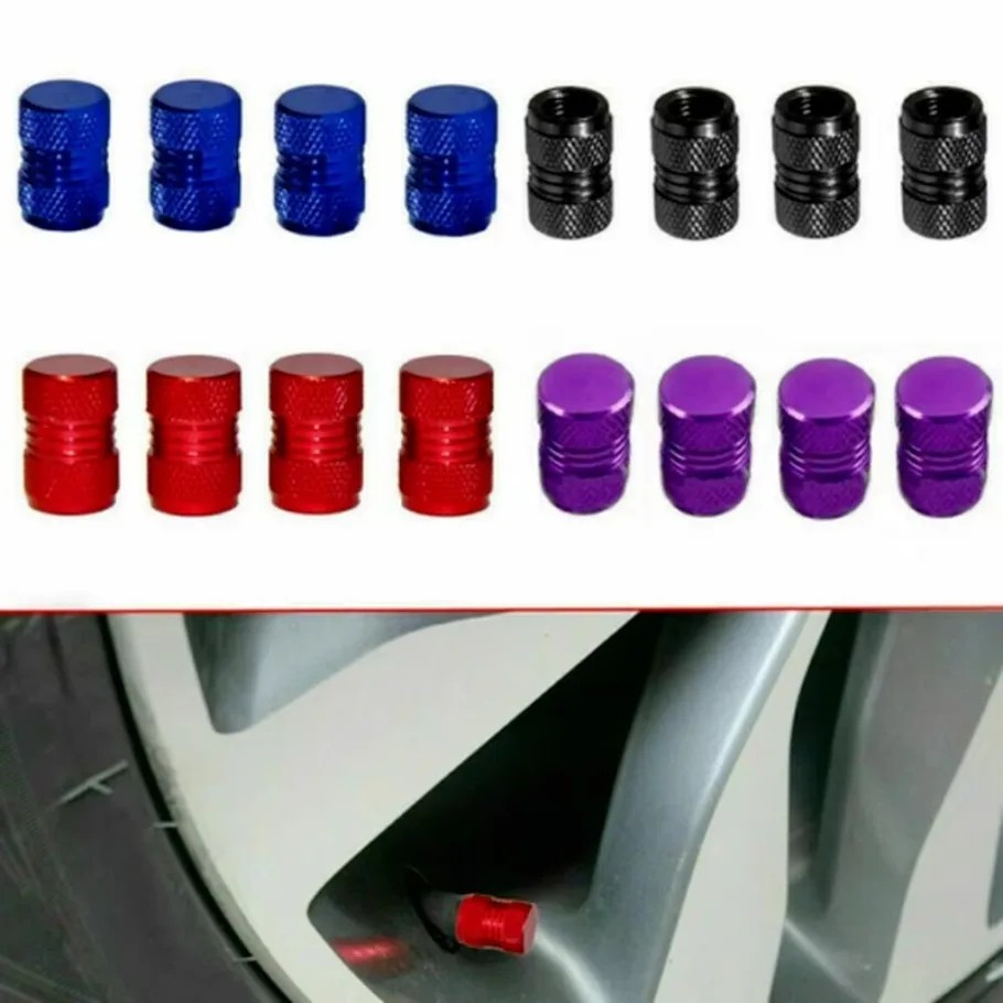 4pc Car Tyre Tire Wheel Rims Stem Air Valve Screws Cap Dust Cover Accessories