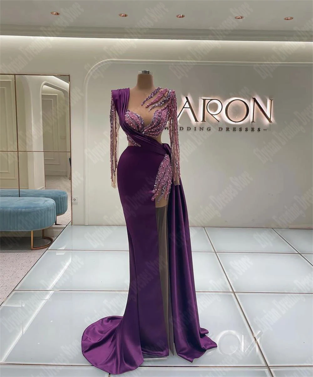 2025 Elegant Sweetheart Evening Dresses Long Sleeve Mermaid Customized Women Prom Gowns Beaded Formal Party Vestidos De Noches