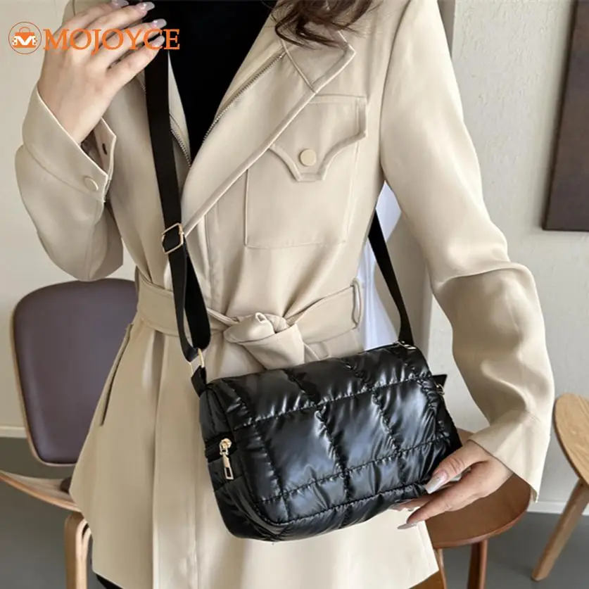 Autumn/Winter Quilted Padded Crossbody Bag Women Down Solid Shoulder Bag Luxury Space Cotton Designer Handbag Fashion Purse 2023