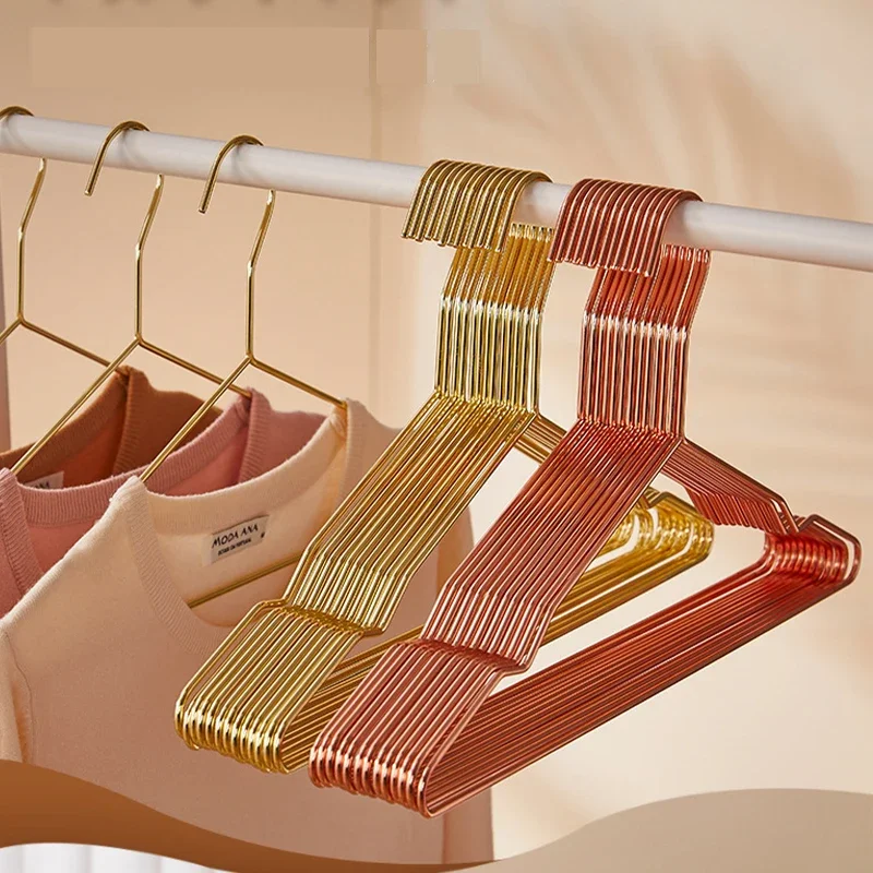 10-30PCS Rose Gold Metal Hangers,Space Saving Slim Wire Hanger with Anti-Slip Grooves for Closet,Durable Dress Shirts Organizer