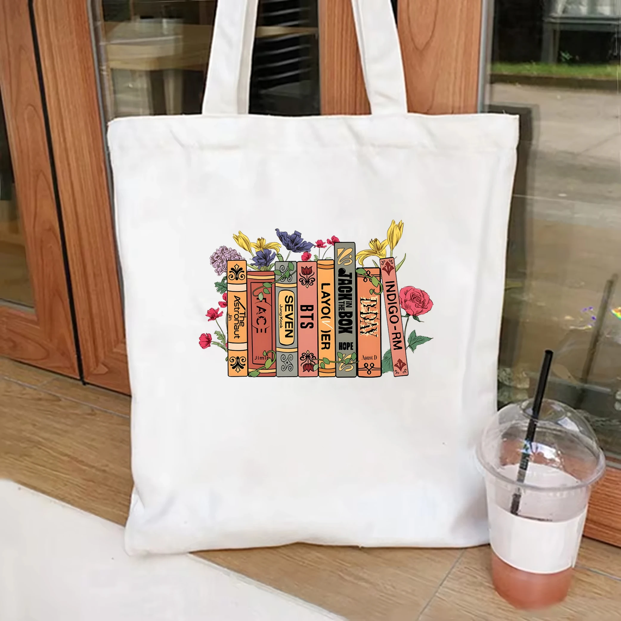 Korean Pop Group Solo Album tote bag Vintage Kpop bag Army tote bag Women\'s Book Flower Album Shoulder Bag Jungkook Seven tote