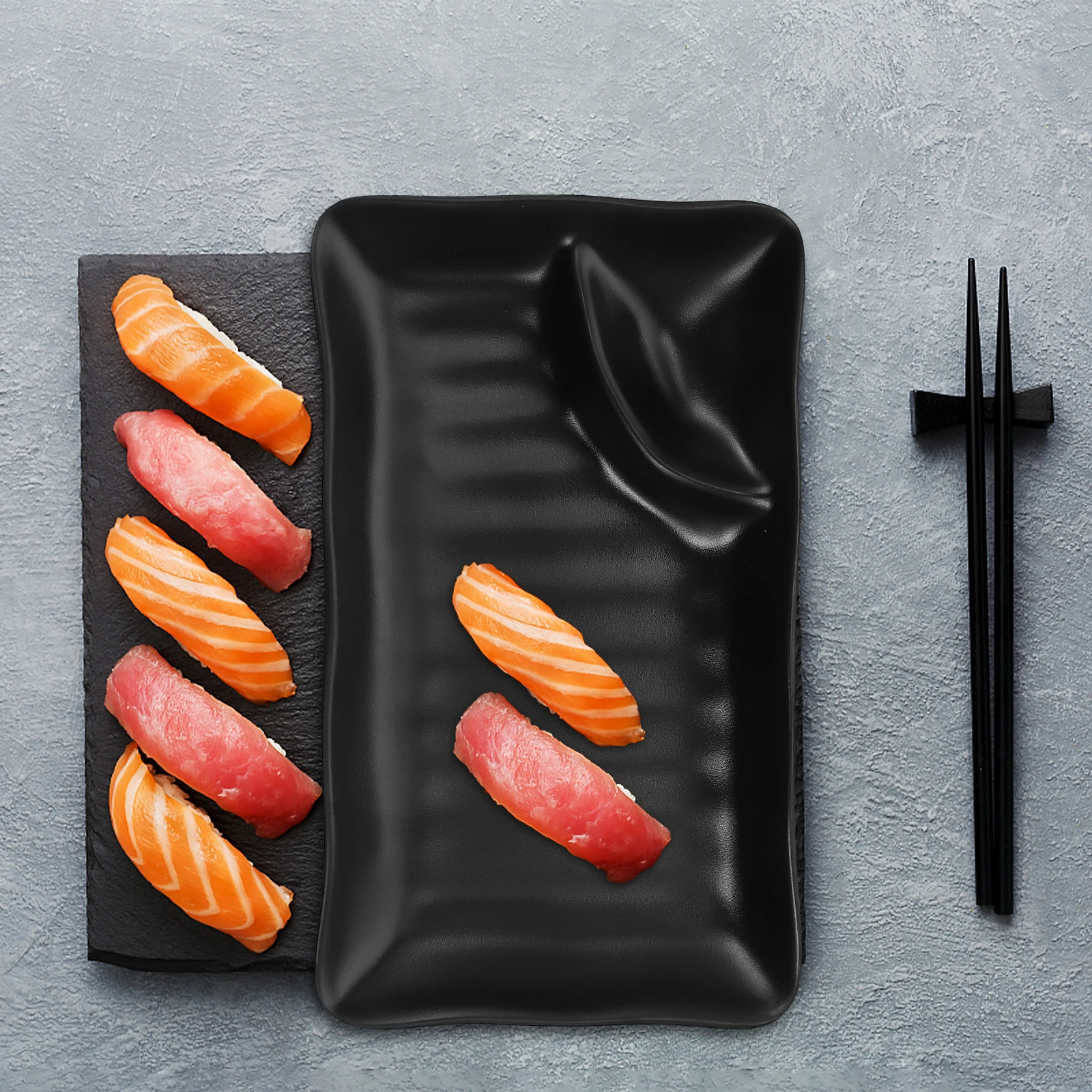 

Sushi Dish Dipping Section Japanese Platter Snack Plate Home Melamine Dumpling Dish Restaurant Buffet Hotel Kitchen Barware