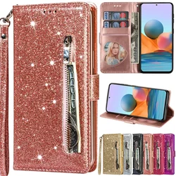 Wallet Glitter Zipper Flip Leather Case For Xiaomi 14T Poco X7 Pro X6 Redmi 14C Note 14 Pro+ 14S 13 12 12S 11 11S 10 Pro Cover