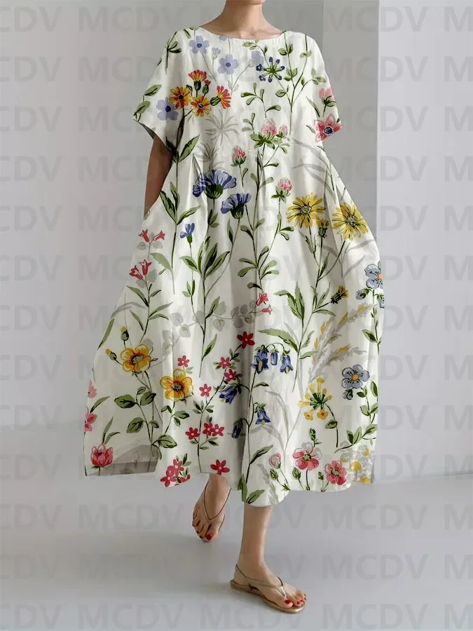 

Women's Retro Pastoral Style 3D Printed Casual Loose Dress Elegant Dress