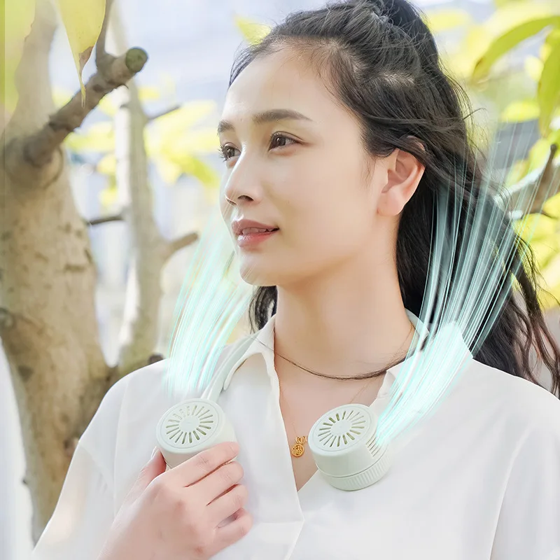 Foldable Neck Hanging Fan Silent Portable Mini High Capacity Battery USB Rechargeable 360 Degree Rotation Air Conditioning Fan