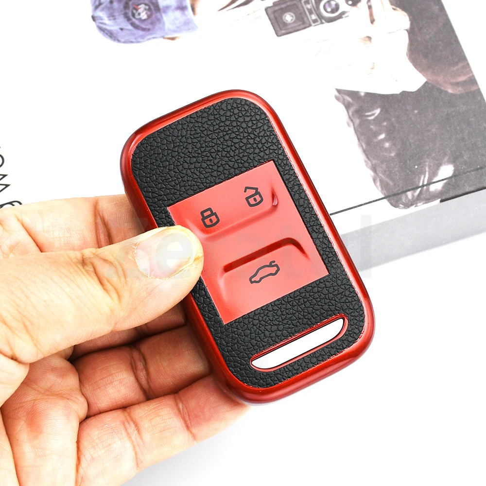 TPU Leather Auto Shell Fob Car Key Case Cover Keychain Accessories For Chery Arrizo Tiggo 3 5X 4 8 Glx 7 2019 2020 2021 2022