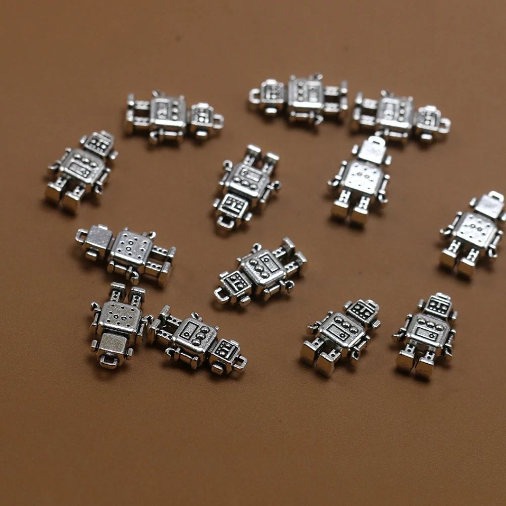 

20 Pcs Robot Pendant Ornaments Alloy Charm Jewelry Making Pendants DIY Charms Silver