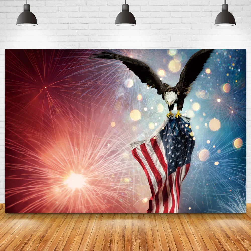 Independence Day American Flag Photography Background Stripes Balloon 4th of July Party Decoratio Backdrop Photo Studio