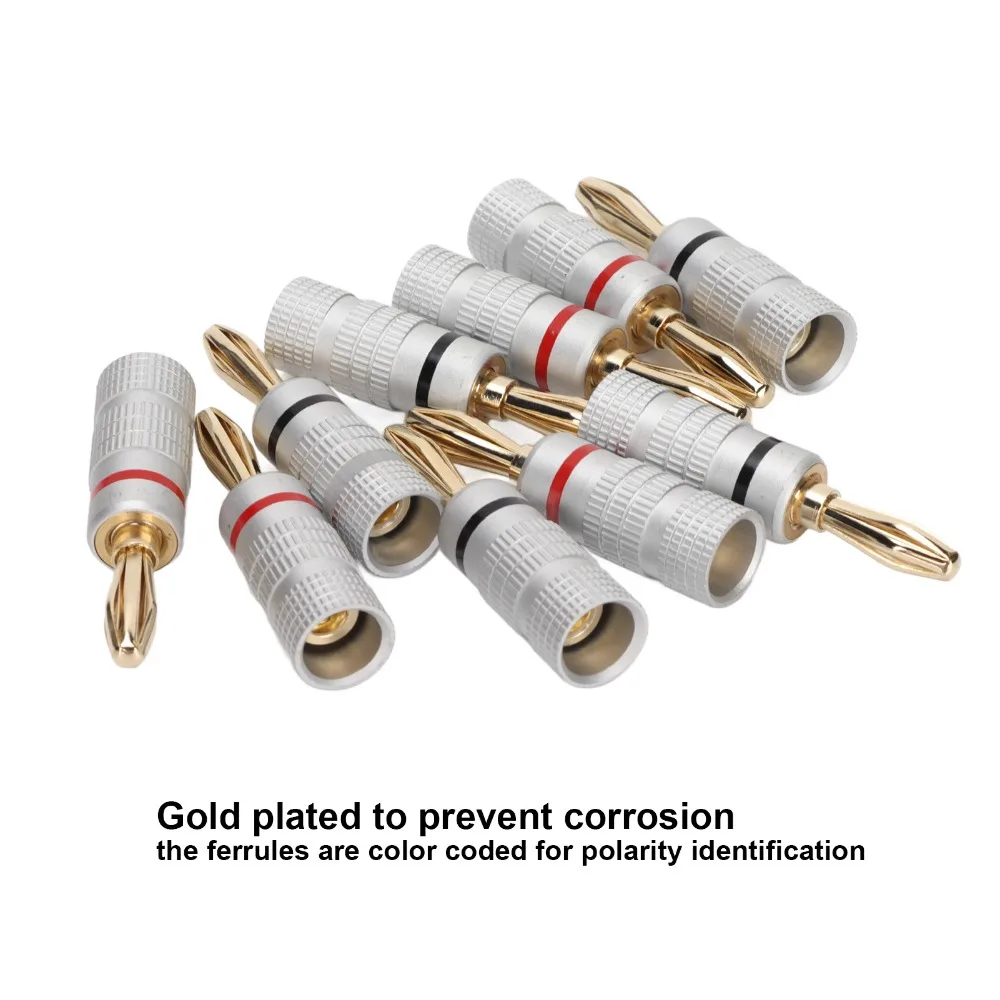 

10PCS 4mm Sound Banana Plug 24k Gold Plated Dual Screw Lock Speaker Connector Banana Plug Connector Speaker Wires