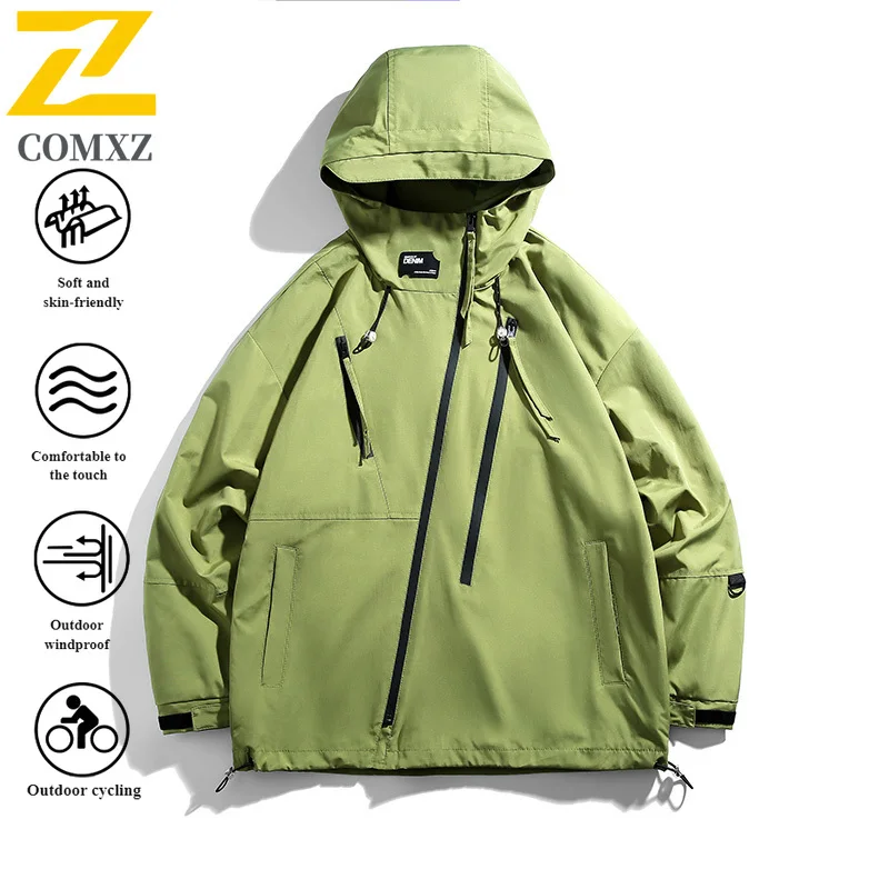

EEiAO Jacket Couple's Outdoor Windproof Waterproof Lightweight Hooded Coat for Hiking Camping Fishing Durable Loose Sportswear