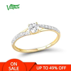 VISTOSO Gold Rings For Women Genuine 9K 375 Yellow Gold Ring Sparkling White CZ Promise Band Rings Anniversary Fine Jewelry