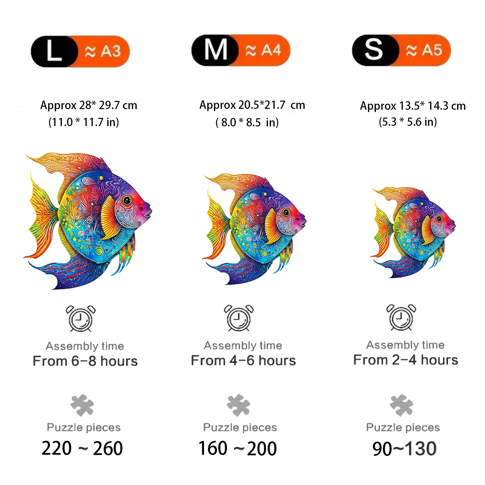 Colorful Fish Pattern Wooden Puzzle, Irregular Animal Shapes, Educational Toys, Best Holiday Birthday Gift