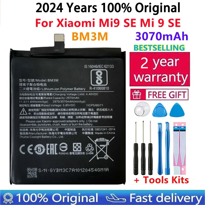 

2024 years Original Replacement Battery For Xiaomi Mi 9 SE Mi9 SE BM3M 3070mAh Genuine Phone Batteries Bateria Fast Shipping