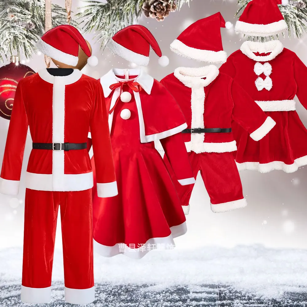 

Cute Christmas Santa Claus Costume for Kids 2026 New Year Party Red St.Nicholas Suit Boy Girls Xmas Role Play Santa Dress up
