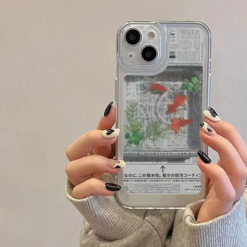 

Newspaper Goldfish Phone Case For Samsung Galaxy S24 S23 S22 S25 Ultra Plus Soft Transparent Cover S22+ S23+ S24+ S25+ Y2K Shell