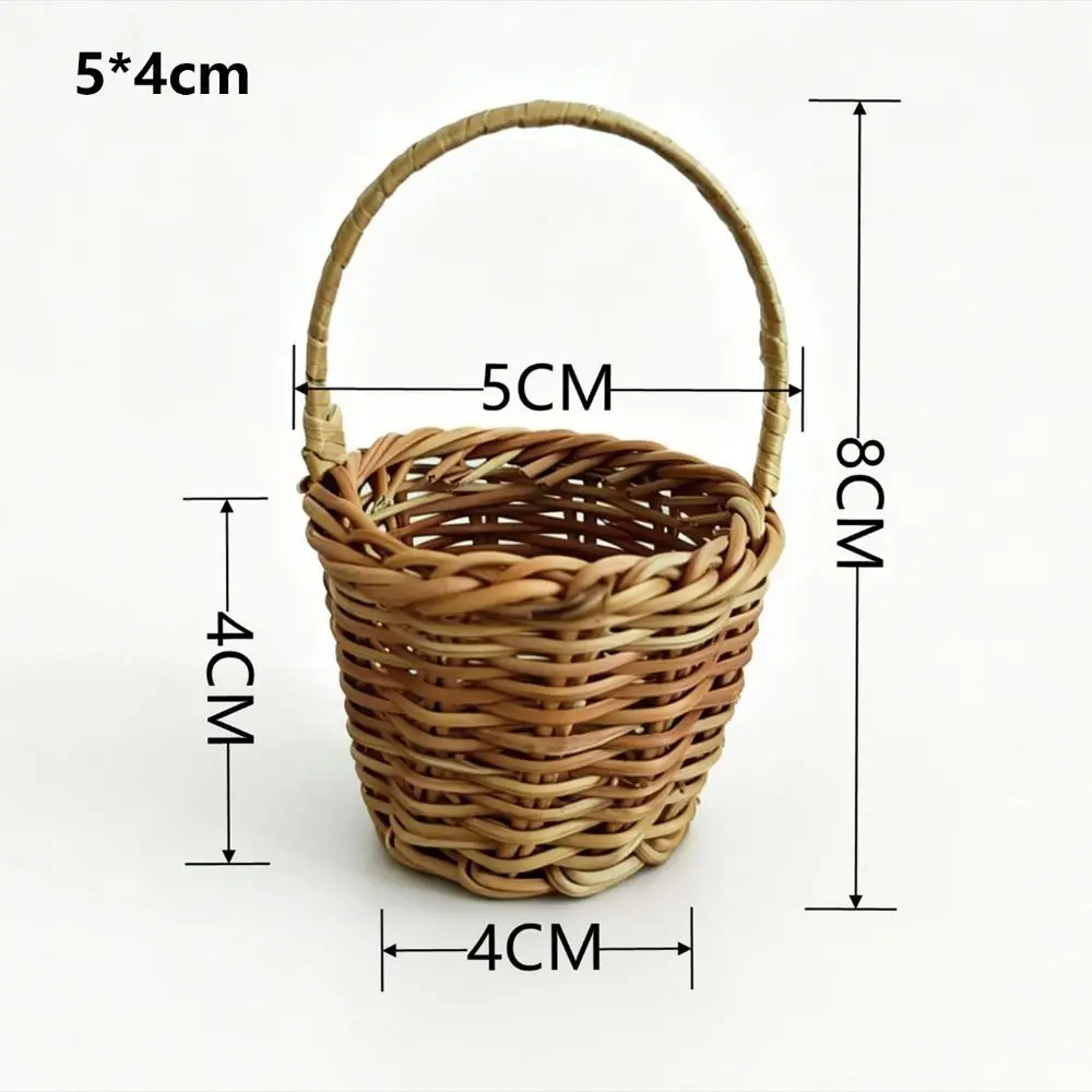 with Handle Imitation Rattan Handhold Household Handwoven Braid Storage Baskets 5 Styles Vegetable Fruit Flowers Holder