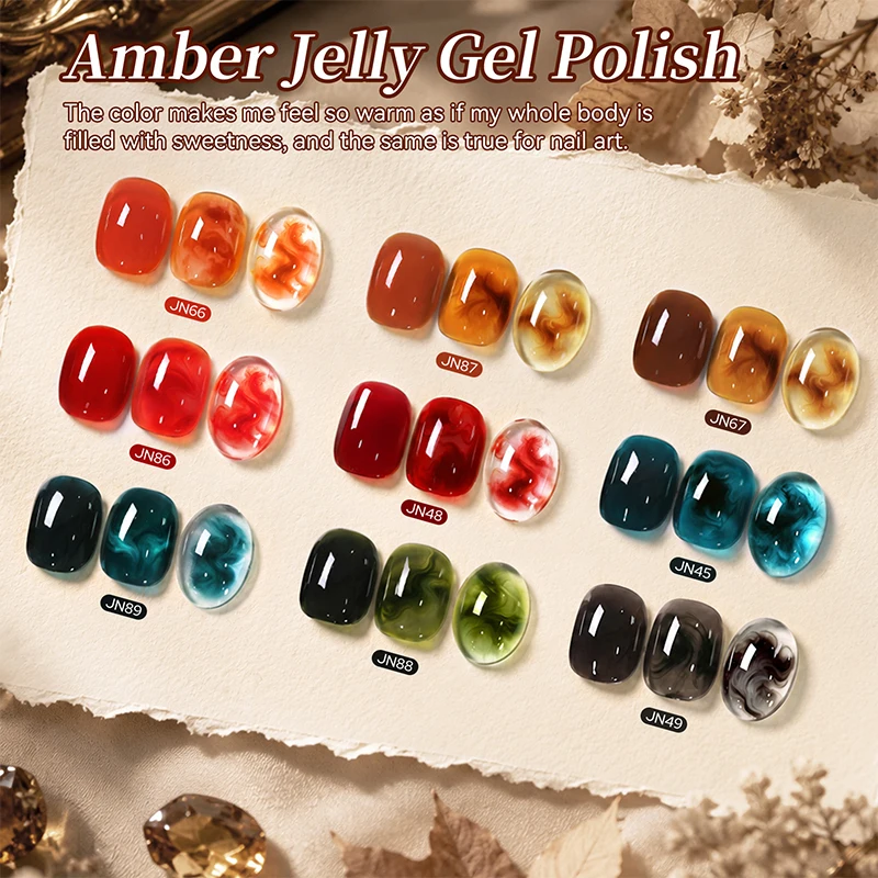 BORN PRETTY 10ml Amber Jelly Watercolor Gel Warm Autumn Marble Effect Smoke Ink Swirl UV LED Gel Nail Art Varnish For Manicure