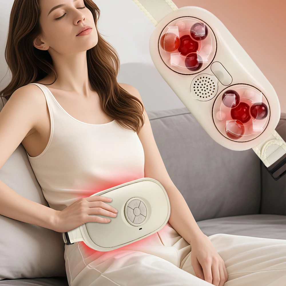 

Electric Belly Shaking Massager Red Light Therapy Heating Pad Abdominal Massage Belt Bian Stone Kneading Anti Cellulite Massager