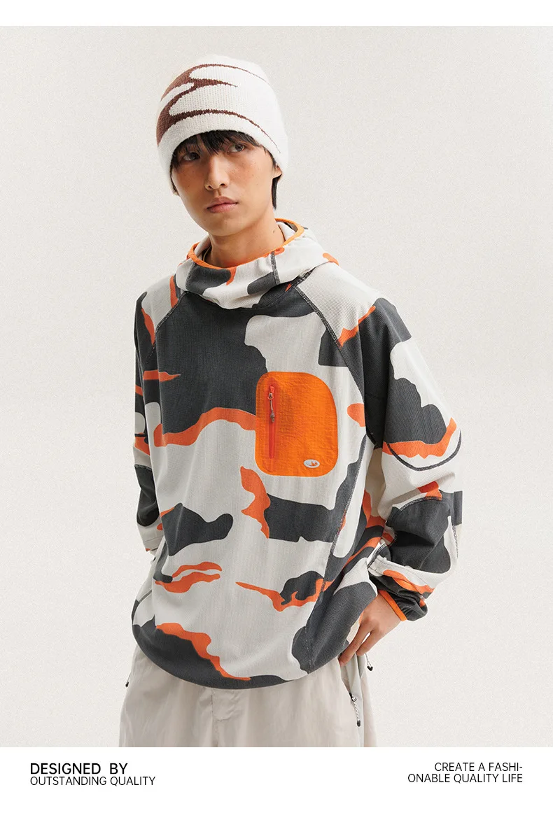 Unisex Leichtgewicht Waffelstruktur Hoodie Schnelltrocknend Langarm T-Shirt Atmungsaktiver Outdoor Sportlicher Pullover für Frühling Herbst – Detail 10