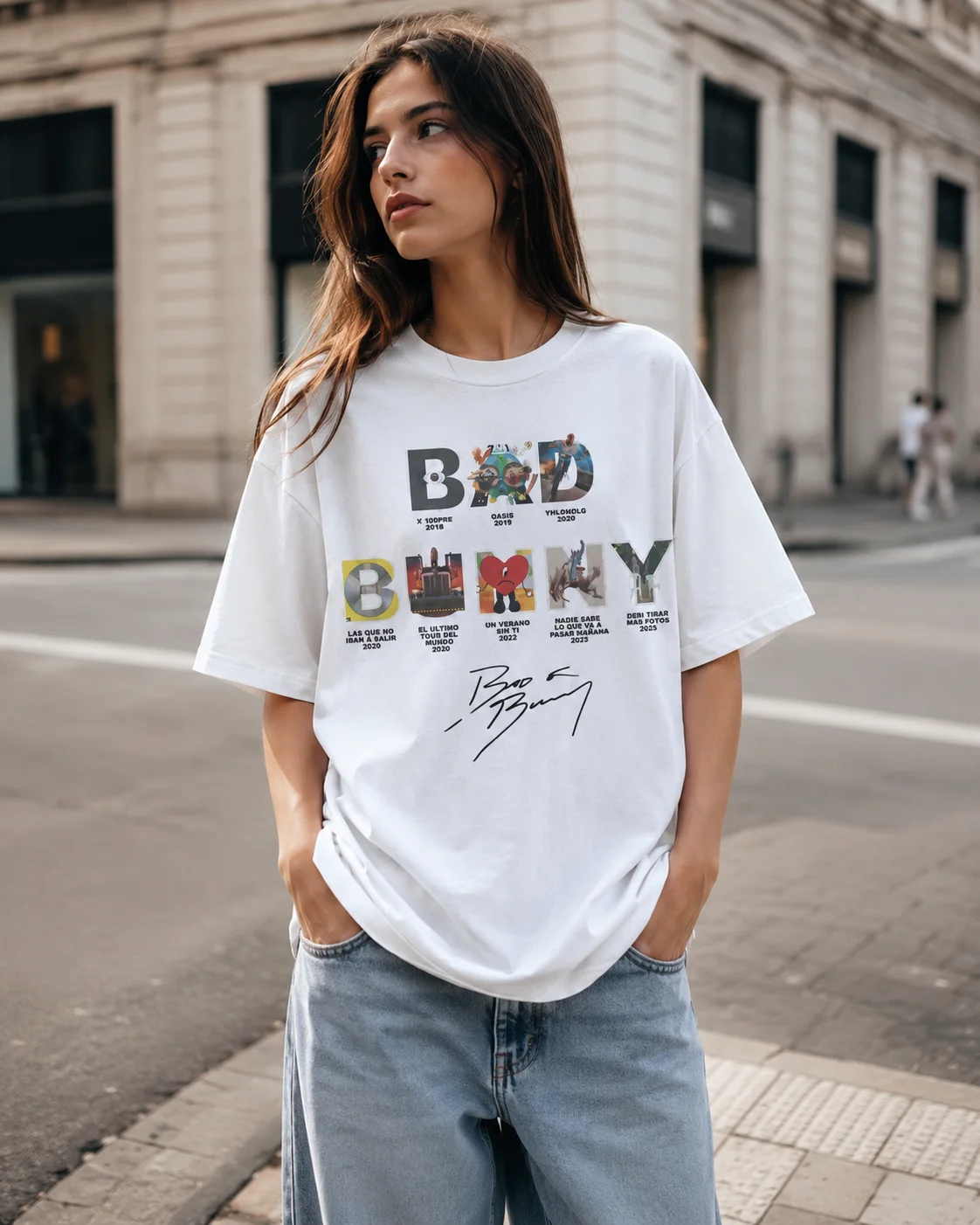 Herren-T-Shirt, Damen-T-Shirt, Jungen- und Mädchen-Top, Erwachsene, Kinder, Eltern-Kind-T-Shirt aus Baumwolle, Bad Bunny Album-Cover, HipHop, Sommer
