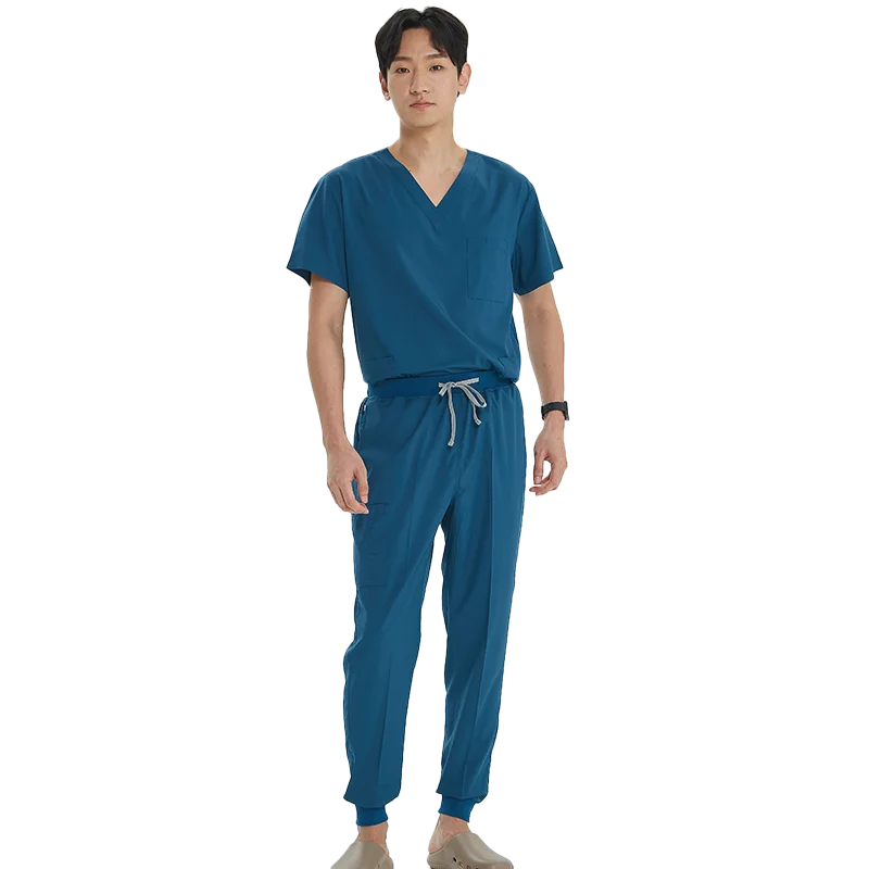 V-neck Collar Nurse Scrubs Medical Surgical Uniform Soft Stretch Hospital Working Scrub Set Dental Surgery Workwear Unisex S21