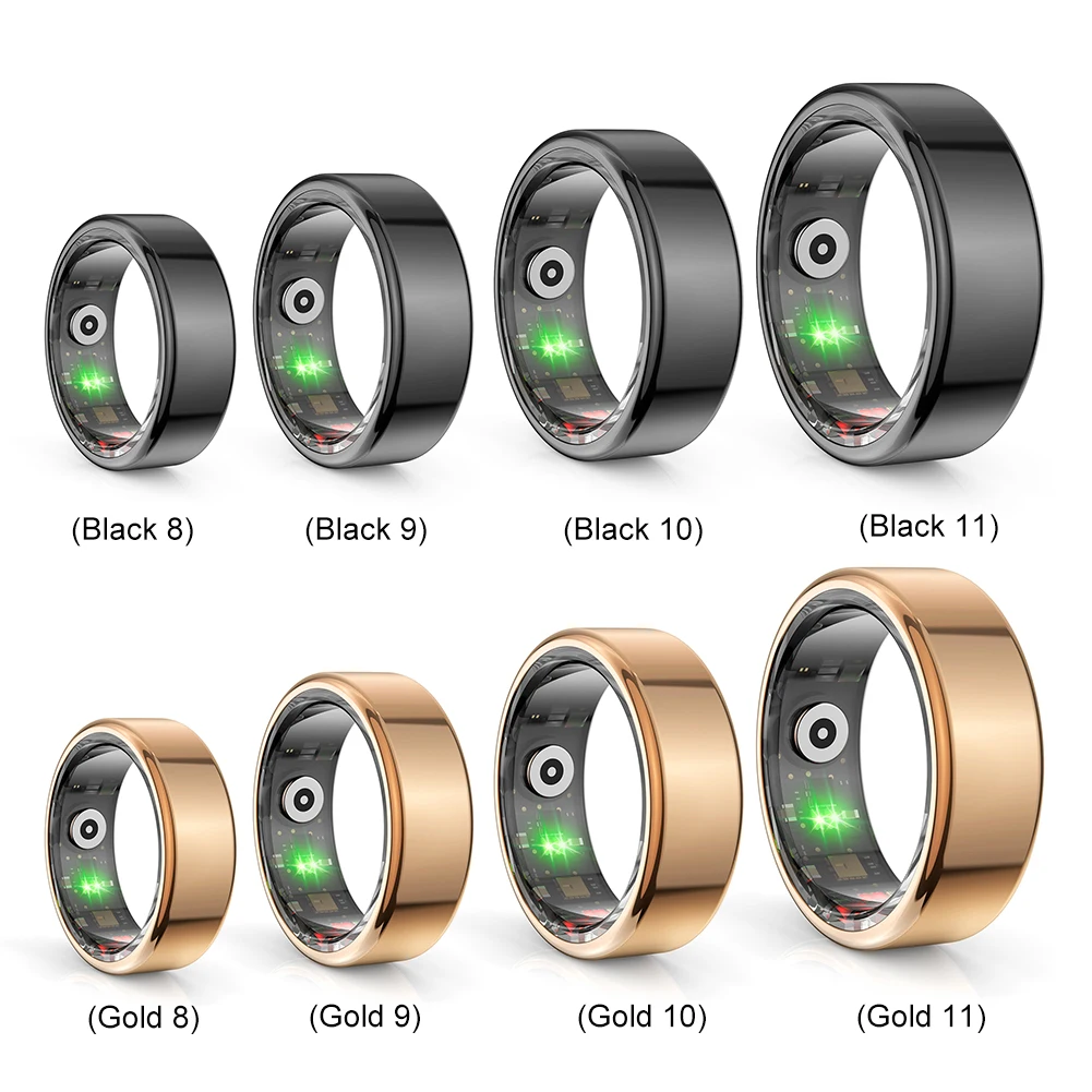 R02 Smart Ring Fitness Tracker Ring IP68 & 5ATM Waterproof Blood Oxygen Tracker Multi-sport Modes Wearable for Android for IOS