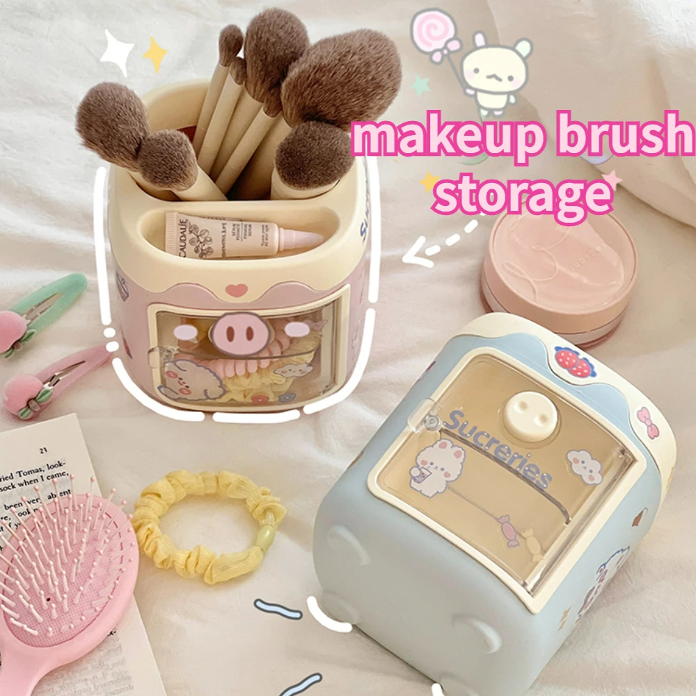 Ins Kawaii Pen Holder Desk Organizer Cute Cartoon Desktop Stationery Storage Box Office Display Storage Tube Sweet Pencil Case - Image 6