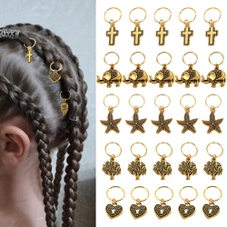 5 teile/los Vintage Bronze Dreadlocks runden Kreis mit Charms Anhänger für Frauen Haarschmuck Styling Accessoires Mädchen Flechten