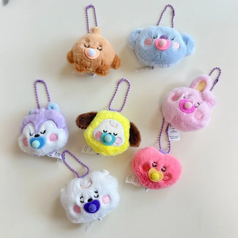الكرتون Bt21 مصاصة الطفل النوم سلسلة كبير رئيس أفخم دمية قلادة صغيرة جديدة مانغ تاتا دمية فتاة حقيبة معلقة الديكور هدية