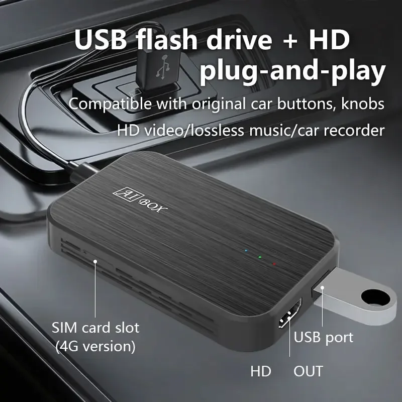 متوفر في المخزون صندوق AI للسيارة الجديد لمحول CarPlay السلكي CarPlay اللاسلكي Android Auto الوسائط المتعددة Car Play TV Box YouTube Netflix Acces