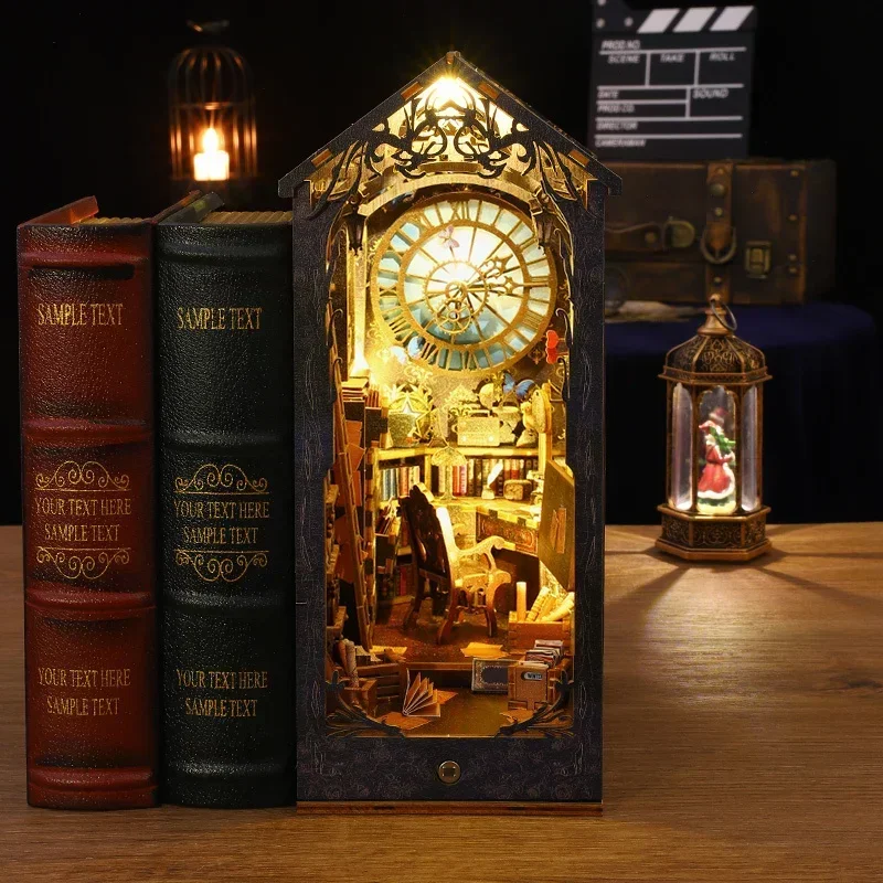 

DIY деревянный книжный уголок, вставка для полки, миниатюрные строительные наборы, домашний декор, книжная полка, кукольный домик, подставки для книг, поделки ручной работы, рождественские подарки