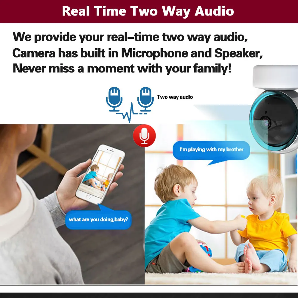 5MP HD Baby Monitor Cam Wifi Tuya Smart Home Security Monitoring Camera System Auto Tracking Wireless PTZ IP Surveillance Camera