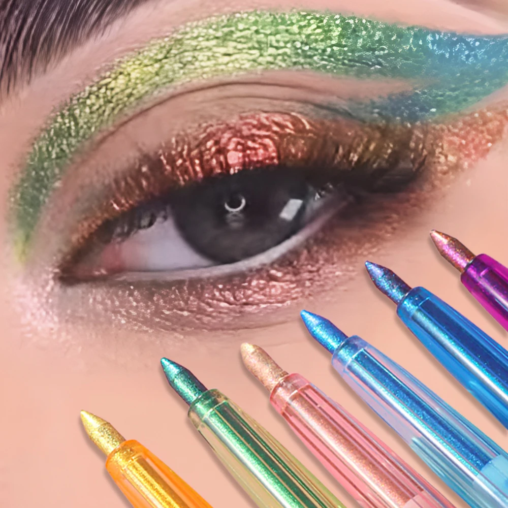 Shiny Chameleon Green Eyeliner Gel Metallic Eyeshadow Multicolor Eye Liner Pearlescent Polarized Glitter Eye Pigment Makeup