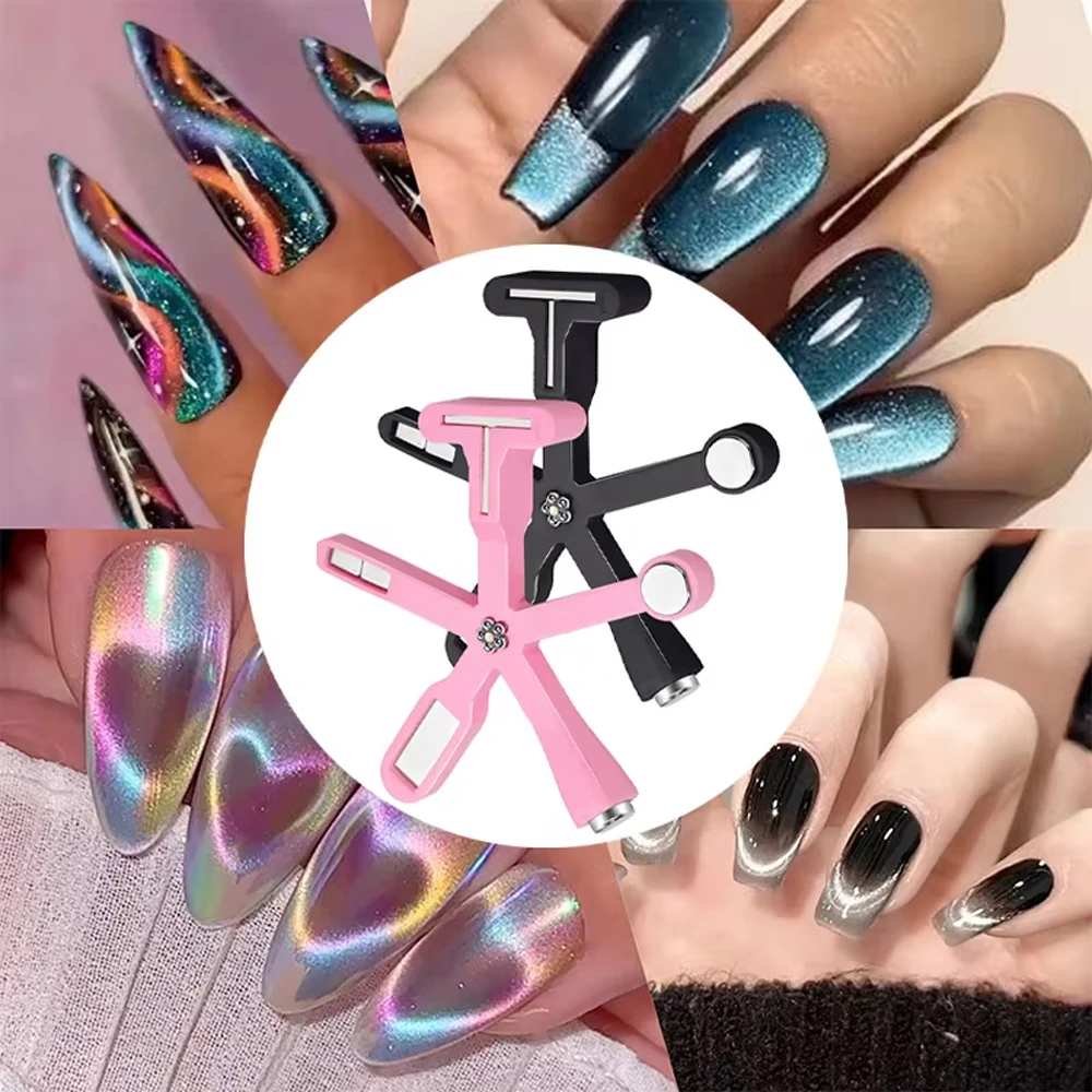 Imán para uñas con diseño de corazón de amor, 6 en 1, efecto ojo de gato, luz lateral, media luna, Margarita, flor, uñas francesas, imanes de atracción UV para manicura