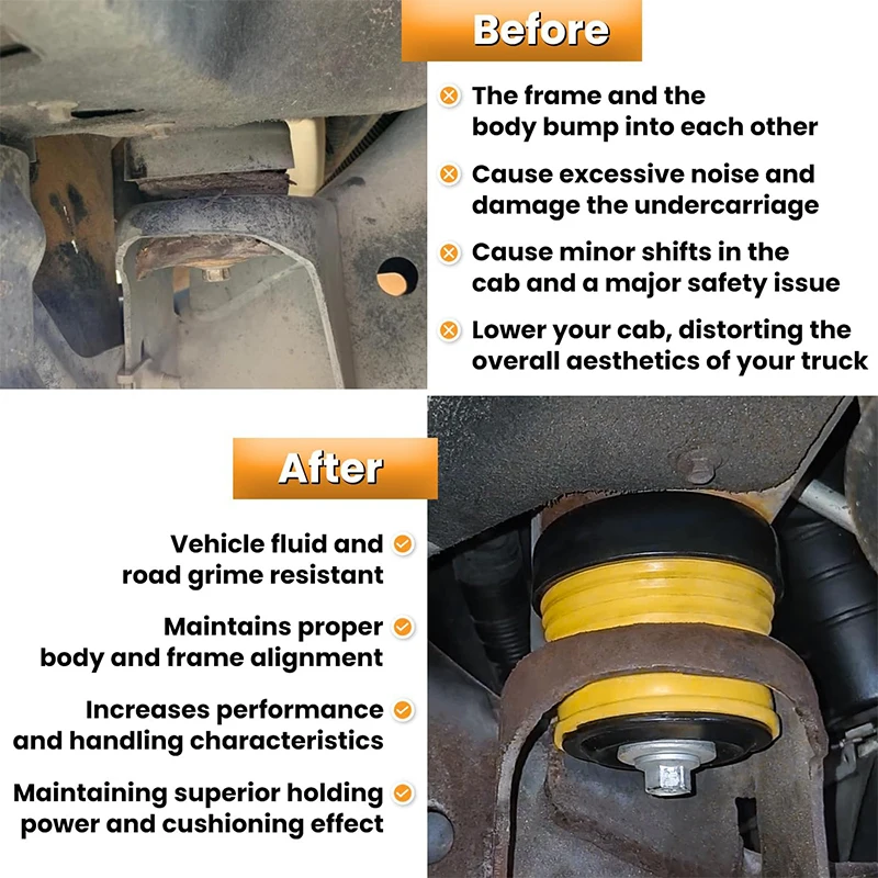 924-066 Body Mount Bushing Kit for Ford F250 F350 F450 F550 Super Duty 2008-2016 2WD 4WD Polyurethane Body Cab Mounts & Steel view 5